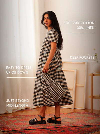 Chalet Tiered Dress Cotton Linen