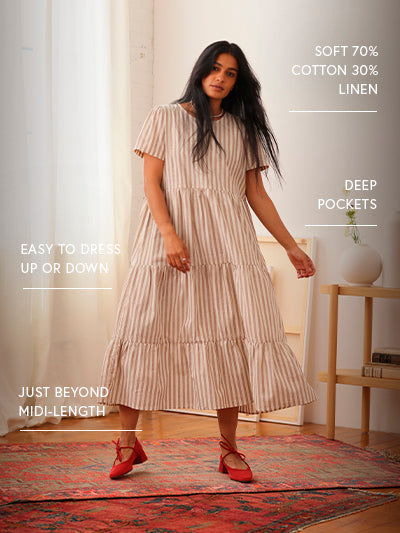 Chalet Tiered Dress Cotton Linen