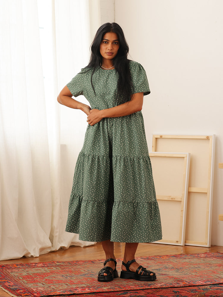 Chalet Tiered Dress Cotton Linen