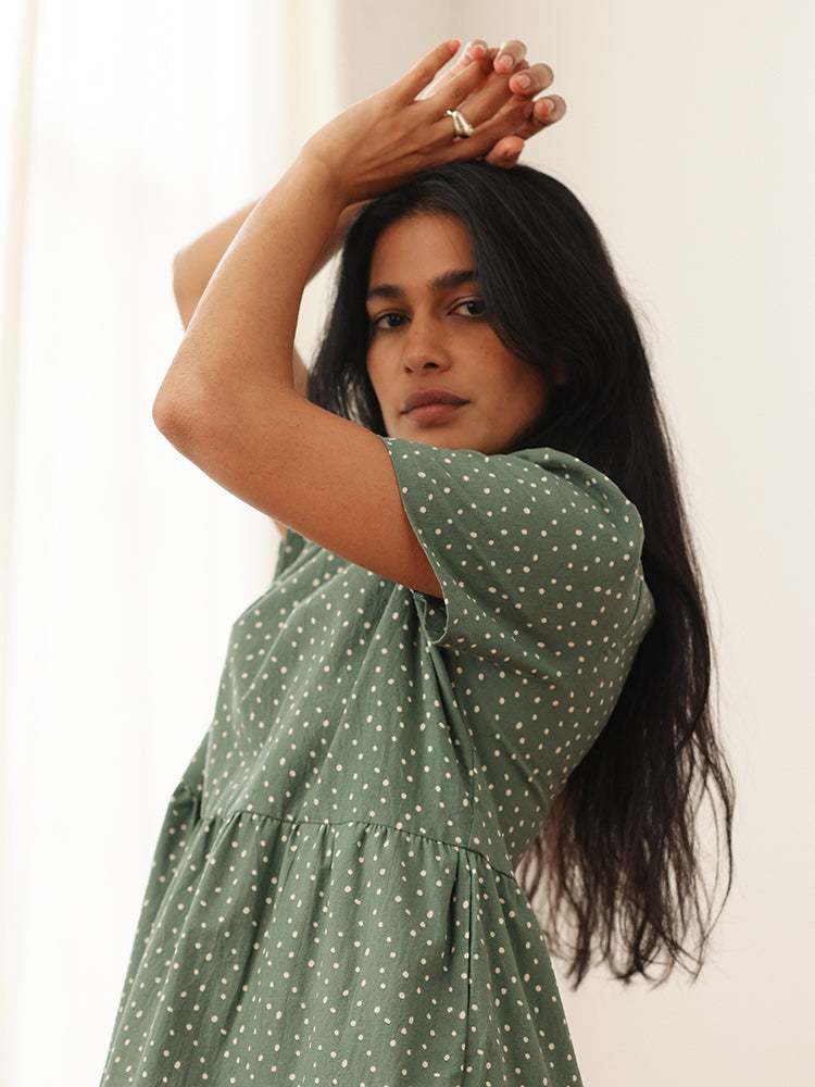 Chalet Tiered Dress Cotton Linen