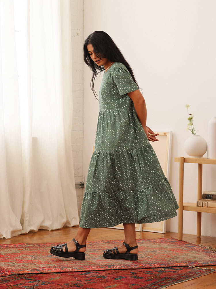 Chalet Tiered Dress Cotton Linen