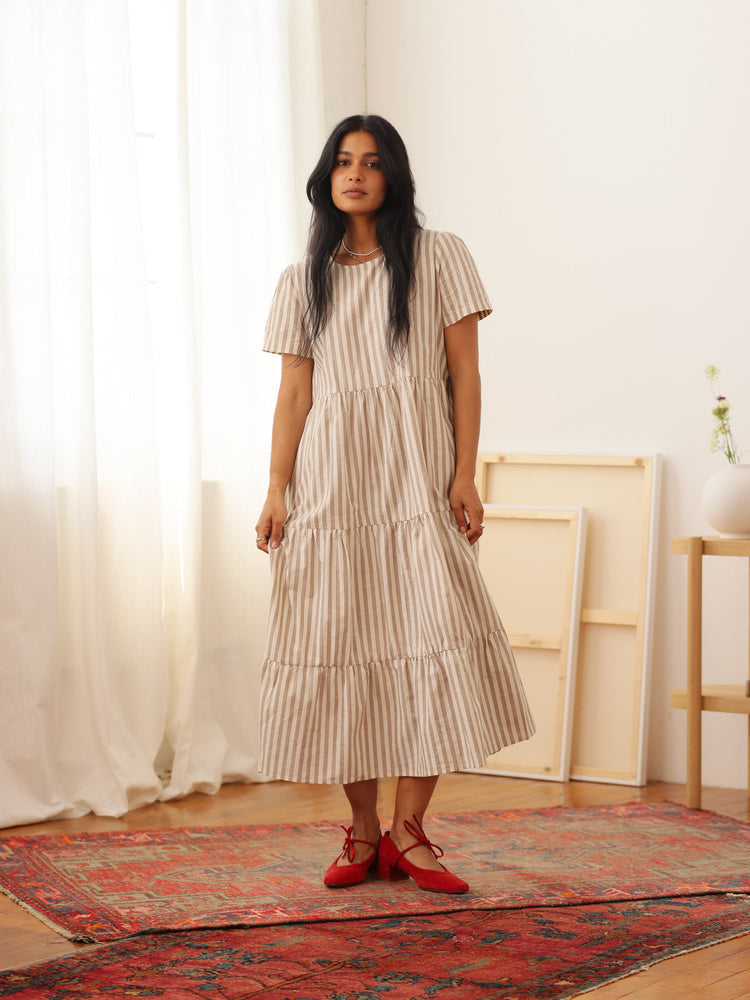 Chalet Tiered Dress Cotton Linen