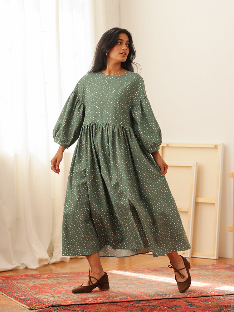 Nico Balloon Sleeve Midi Dress