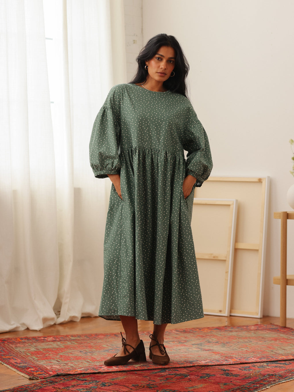 Nico Balloon Sleeve Midi Dress