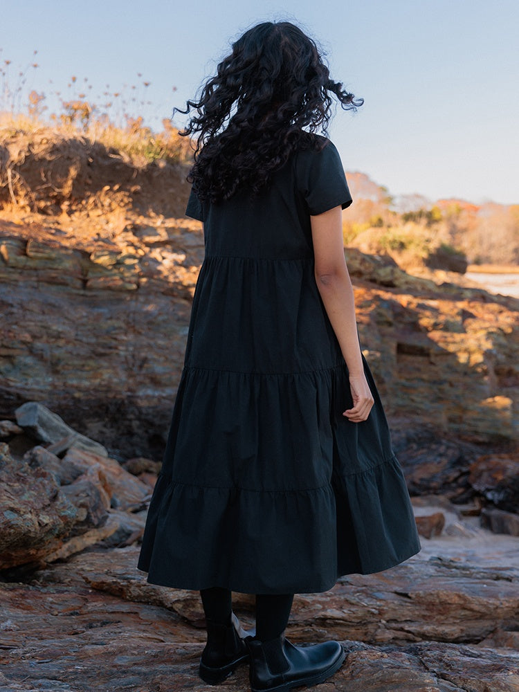 Chalet Tiered Dress Cotton Linen